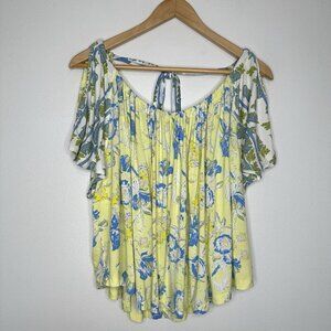 Free People Butter Yellow Floral Top Size S